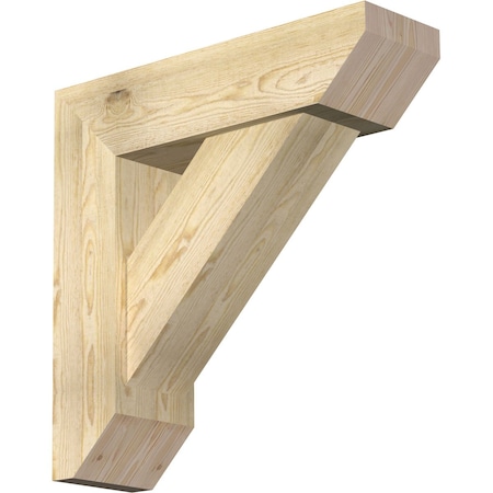 Ekena Millwork Traditional Slat Rough Sawn Bracket w/ Offset Brace, Douglas Fir, 8"W x 28"D x 28"H BKT0806X28X28TRA06RDF